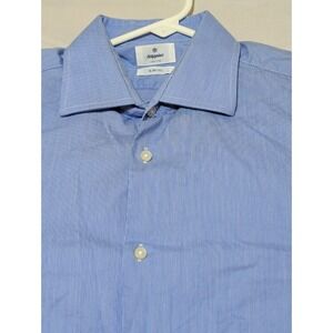 Scappino Italy Mens Dress Shirt 15.5 4-5 Blue White Micro Stripe Slim Fit LS